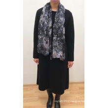 Wholesale Winter Fashion Chinese Elegant Black Patchwork Silk Scarves Women Long Cardigan Knitted Wool Sweater Coat